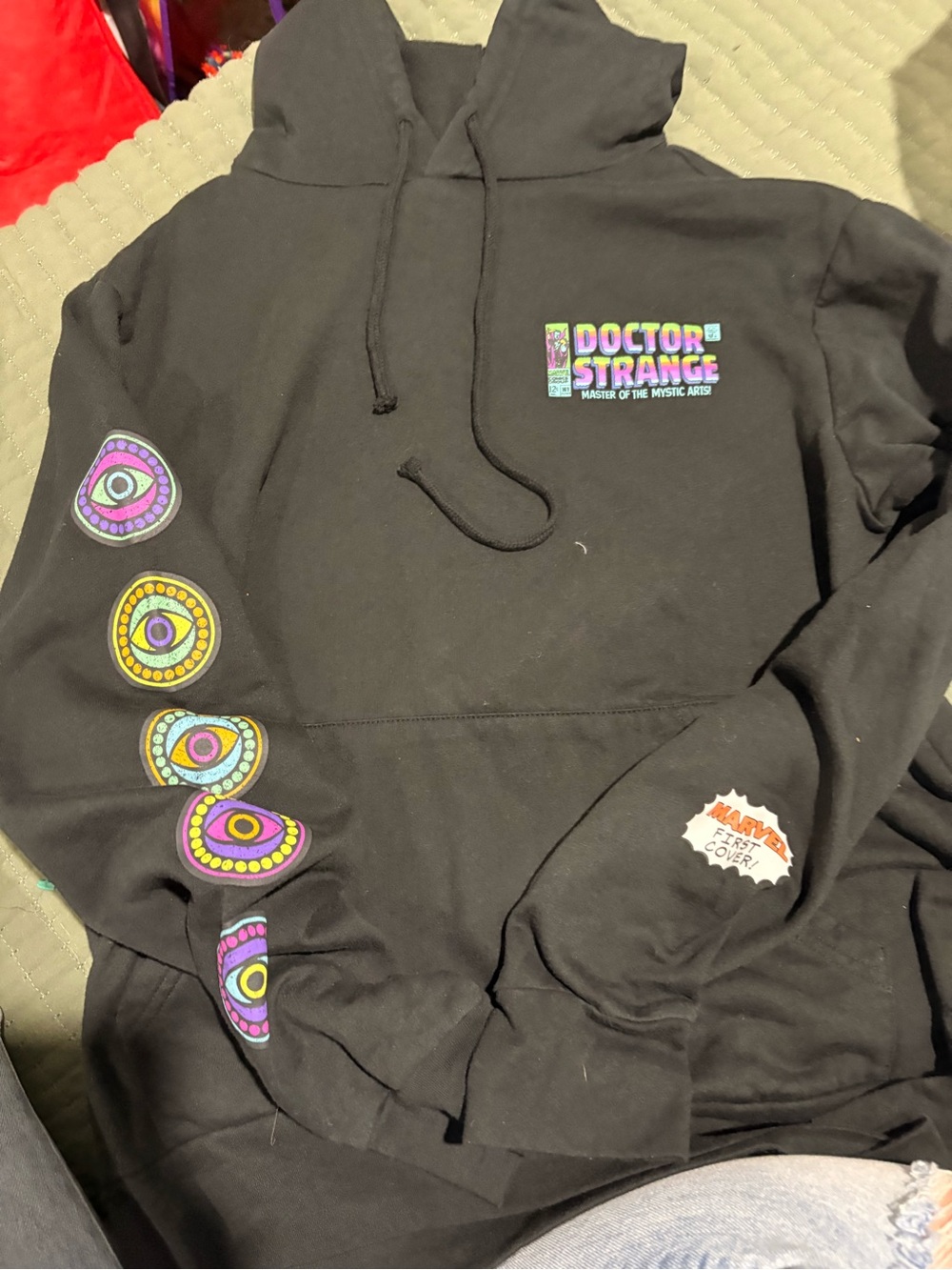 Marvel Black Hoodie with Multicolor Graphic